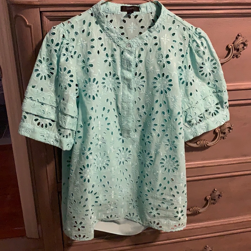J Crew lace cut out blouse